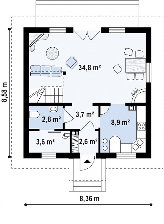 Купить дом 8х8 с балконом недорого